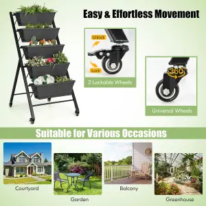 Costway 5-Tier Vertical Raised Garden Bed Freestanding Garden Planter 5 Container Boxes