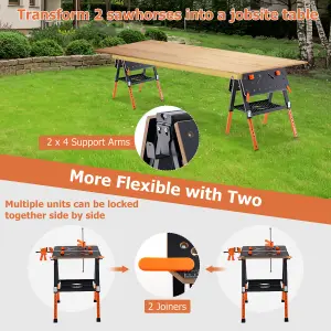 Costway 2-in-1 Folding Work Table & Sawhorse 8 Adjustable Heights Workbench Workstation