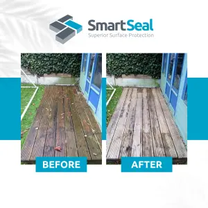 Smartseal Decking Cleaner, Fast Acting Deck Cleaner, Removes Moss, Lichen, Green Algae, Dirt and Black Spot, 3 x 5L