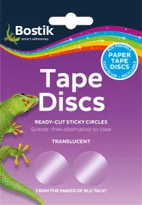 Bostik Tape Discs Ready Cut Circles of Single Sided Translucent Adhesive Paper Tape 25mm dia Pack of 120 (6 packs)