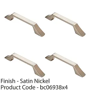 4 PACK - Angular Kitchen Pull Handle Satin Nickel 128mm Centres Shaker Cabinet Drawer