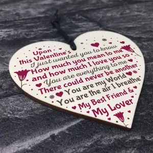 Red Ocean Handmade Valentines Day Gift For Boyfriend Girlfriend Husband Wife Wooden Heart Plaque Keepsake