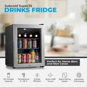 Subcold Super 35 LED Drinks Fridge - Silver