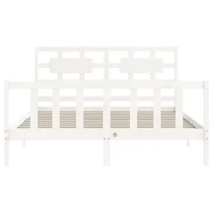 Berkfield Bed Frame with Headboard White 160x200 cm Solid Wood