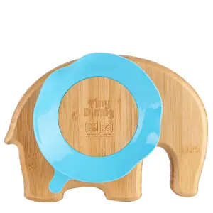 Tiny Dining - Children's Bamboo Suction Elephant Plate - Blue