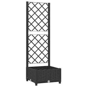 Berkfield Garden Planter with Trellis Black 40x40x121.5 cm PP