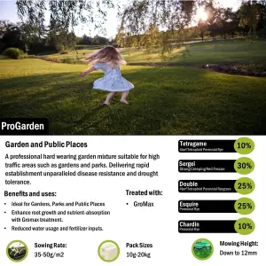 Pegdev - PDL - ProGarden Grass Seed, for Gardens - Resilient, Low Maintenance, High-Density Turf (20kg)