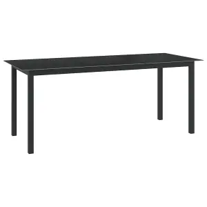 Berkfield Garden Table Black 190x90x74 cm Aluminium and Glass