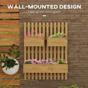 Outsunny Wooden Garden Planters with Trellis Wall-mounted Raised Garden Bed