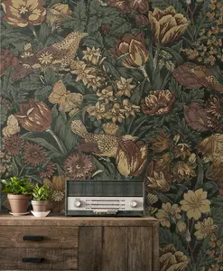 Bird Floral Vintage Peel and Stick Wallpaper