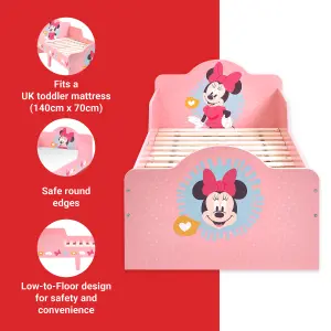 Disney Classic Minnie Mouse Toddler Bed: Sturdy Engineered Wood Construction, Fits 140cm x 70cm Mattress (Mattress not included)