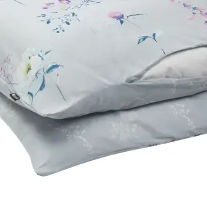 Duvet Cover Set EVERGREEN 135 x 200 cm Cotton Sateen Light Blue