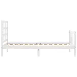 Berkfield Bed Frame with Headboard White 100x200 cm Solid Wood