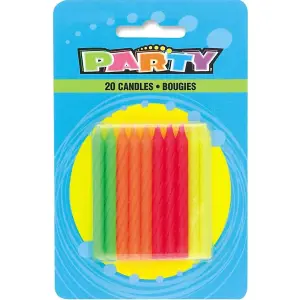 Unique Party Neon Candles (Pack of 20) Multicoloured (One Size)