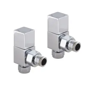 Pair Of Square Chrome Angled Radiator Valves