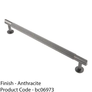 Reeded Lined Bar Door Pull Handle - 274mm x 13mm - 224mm Centres - Anthracite