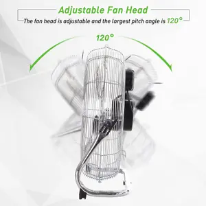 HOMIU 20" Floor Fan, Floor Standing High Velocity Electric Portable Cooling Fan with 3 Speed, Chrome Gym Fan