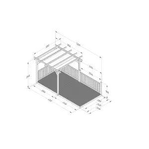 Forest Garden Grey Rectangular Pergola & decking kit, x2 Post x3 Balustrade (H) 2.5m x (W) 5.2m - Canopy included