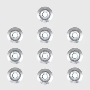 ValueLights 10 Pack IP67 Rated 15mm White LED Round Decking Kitchen Plinth Lights Kit