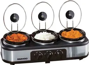 Daewoo 3 Pot Slow Cooker And Buffet Server - Stainless Steel | Robert Dyas