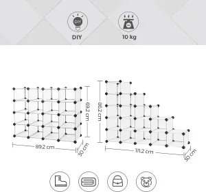 Interlocking Shoe Rack, Rectangular Storage Organiser, 16-Slot Modular DIY Storage Shelf Unit, Metal Wire Wardrobe, White LPC44S