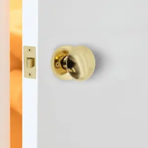 EAI - Round Mortice Door Knobs and Latch Kit - 55mm - Polished Brass