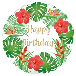 Oaktree Tropical Happy Birthday Balloon White/Green/Red (One Size)