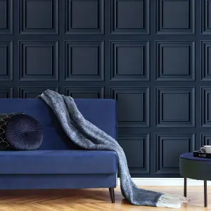 Superfresco Easy Navy Wood effect Panel Smooth Wallpaper