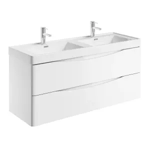 Eden 1200mm Wall Hung Vanity Unit in Gloss White & Resin Basin