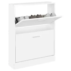 Shoe Cabinet High Gloss White 59x17x81 cm Engineered Wood