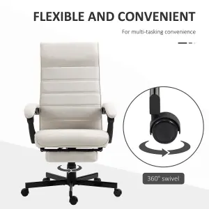 Vinsetto High-Back Home Office Chair with Adjustable Height and Footrest, White