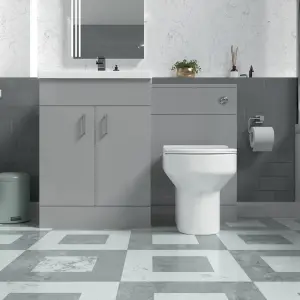 Nes Home 1100mm Grey Vanity Basin Cabinet, WC Unit & Back To Wall Toilet