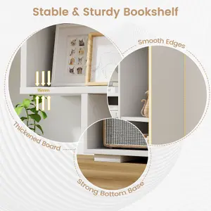 Costway 120cm Tall Bookshelf Modern Geometric Bookcase Book Storage Organizer