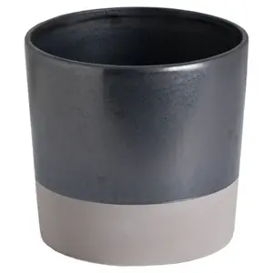 Hill Interiors Metallic Ceramic Planter Grey (L)