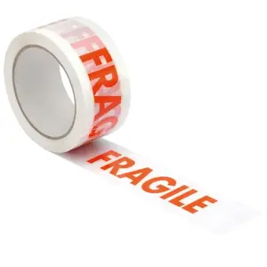 72 Rolls 50mm x 66m Printed Fragile Tape Easy Tear Water Resistant Perfect For Sealing Packages