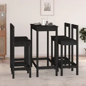 Berkfield 5 Piece Bar Set Black Solid Wood Pine