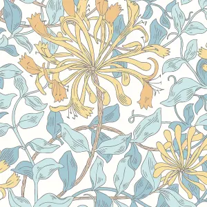 Hoopla Walls Honeysuckle Leaf Trail Soft Blue Smooth Matt Wallpaper