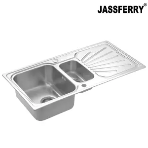 JASSFERRY Stainless Steel Kitchen Sink 1.5 One Half Welding Bowl Reversible Drainer