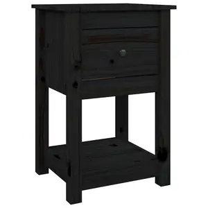 Berkfield Bedside Cabinets 2 pcs Black 40x35x61.5 cm Solid Wood Pine