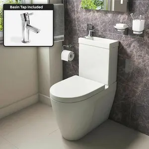 Nes Home 2 in 1 Compact Basin Close Coupled Toilet & Mini Mono Basin Mixer