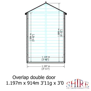 Shire 4x3 Overlap Double Door Shed with Shelves