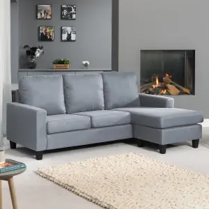 Modbury Reversible Fabric Corner Sofa - Light Grey