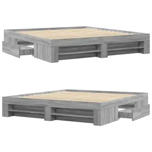 Berkfield Bed Frame without Mattress Grey Sonoma 180x200 cm Super King Engineered Wood