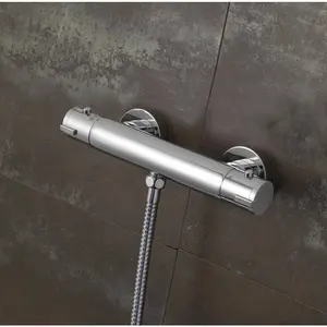 ENKI Dune Chrome Contemporary Brass Thermostatic Shower Slider Rail Kit