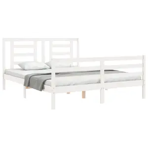 Berkfield Bed Frame with Headboard White 160x200 cm Solid Wood