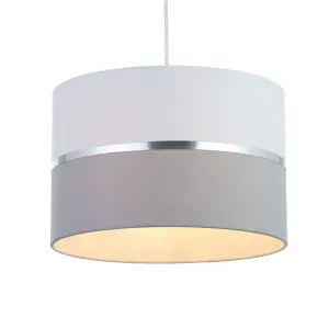 Inlight Isonoe Grey & white Drum Light shade (D)30cm