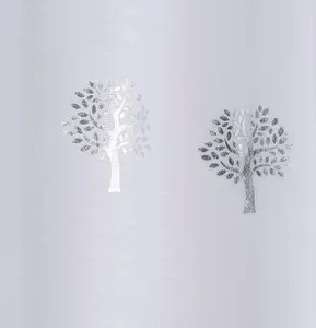 Birch White Metallic Tree Print Linen-Look Voile Panel - Pair 140 x 183cm (55x72")