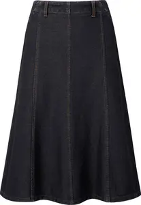 Cotton Traders Women's Jersey Denim Pull-On Midi Skirt In Black - Size 12