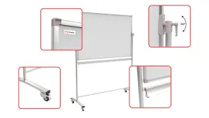 ALLboards Mobile Whiteboard Premium with Aluminium Frame 180x120cm, Mobile Revolving Magnetic Board Double-Sided Dry Erase Board