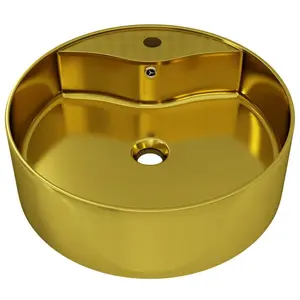 Belfry Bathroom Cavan Ceramic Round Sink with Overflow Gold / 15.5cm H x 46.5cm W x 46.5cm D